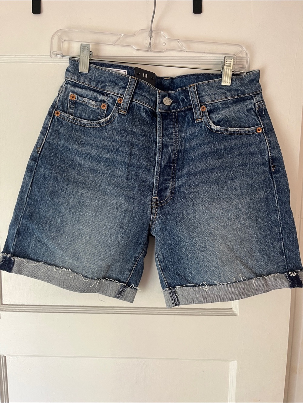 GAP Medium Wash Rolled Cuff Denim Shorts
